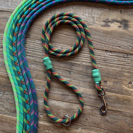 Professional Climbing Rope Dog Leashes - Green & Teal Patterns