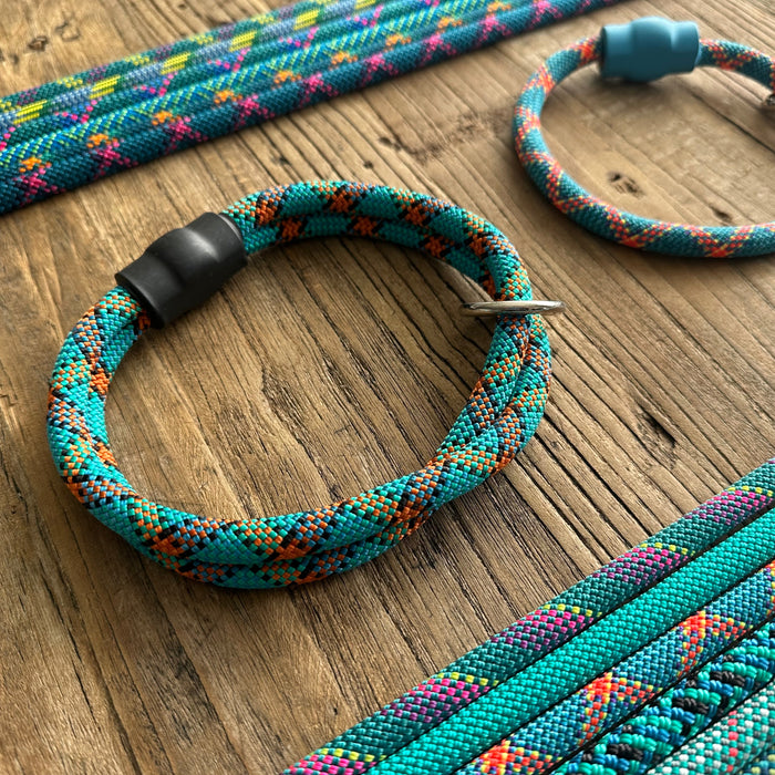 Teal Patterns Climbing Rope Collars