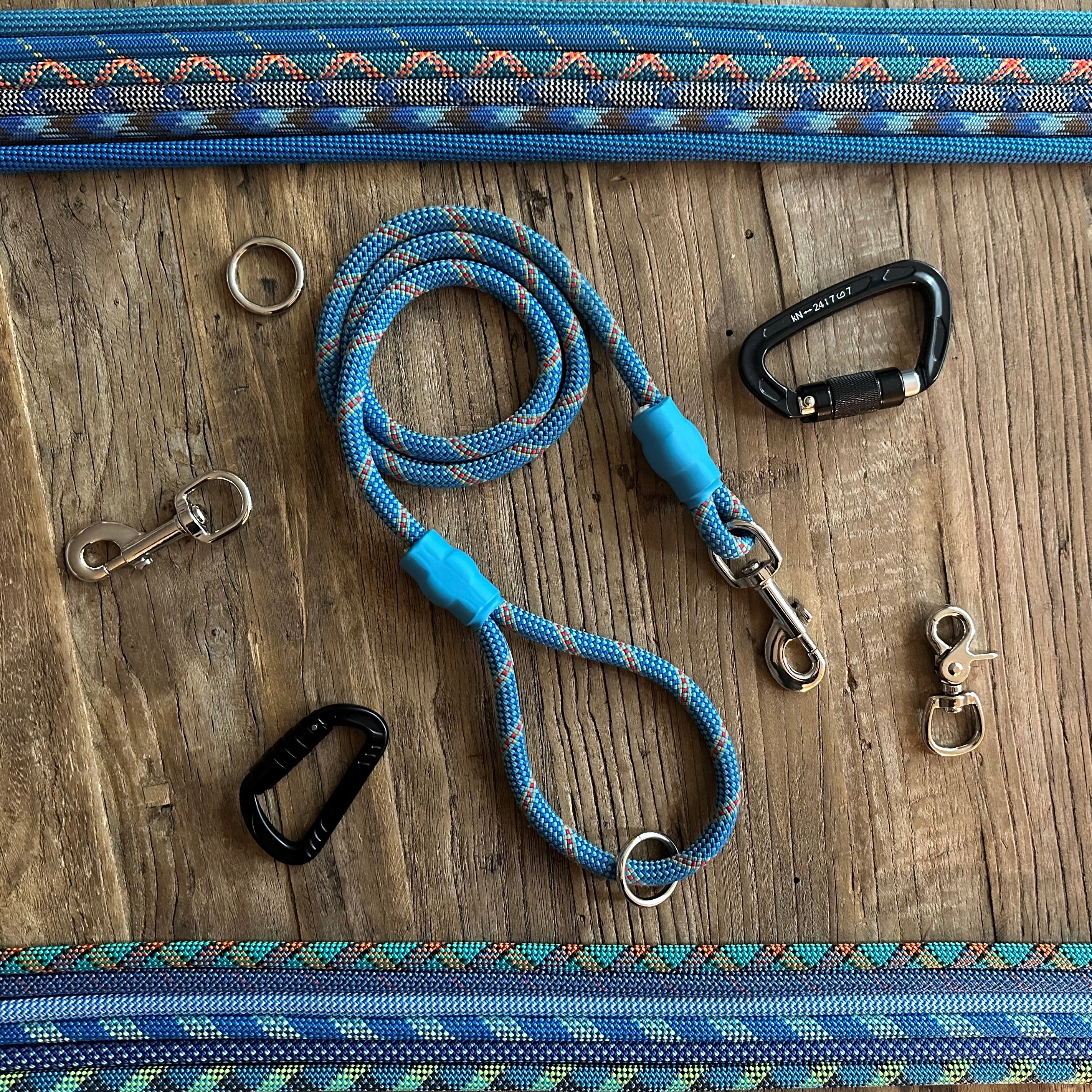 Professional Climbing Rope Dog Leashes - Blue Patterns