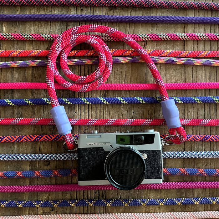 Pink & Purple Patterns Climbing Rope Camera Strap (Neck or Wrist)