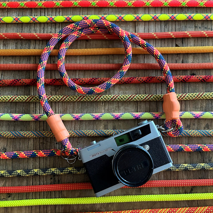 Orange & Yellow Patterns Climbing Rope Camera Strap (Neck or Wrist)